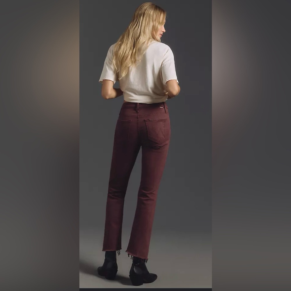 MOTHER size 26 The Insider Step Crop Fray Muave Wine Fray Jean